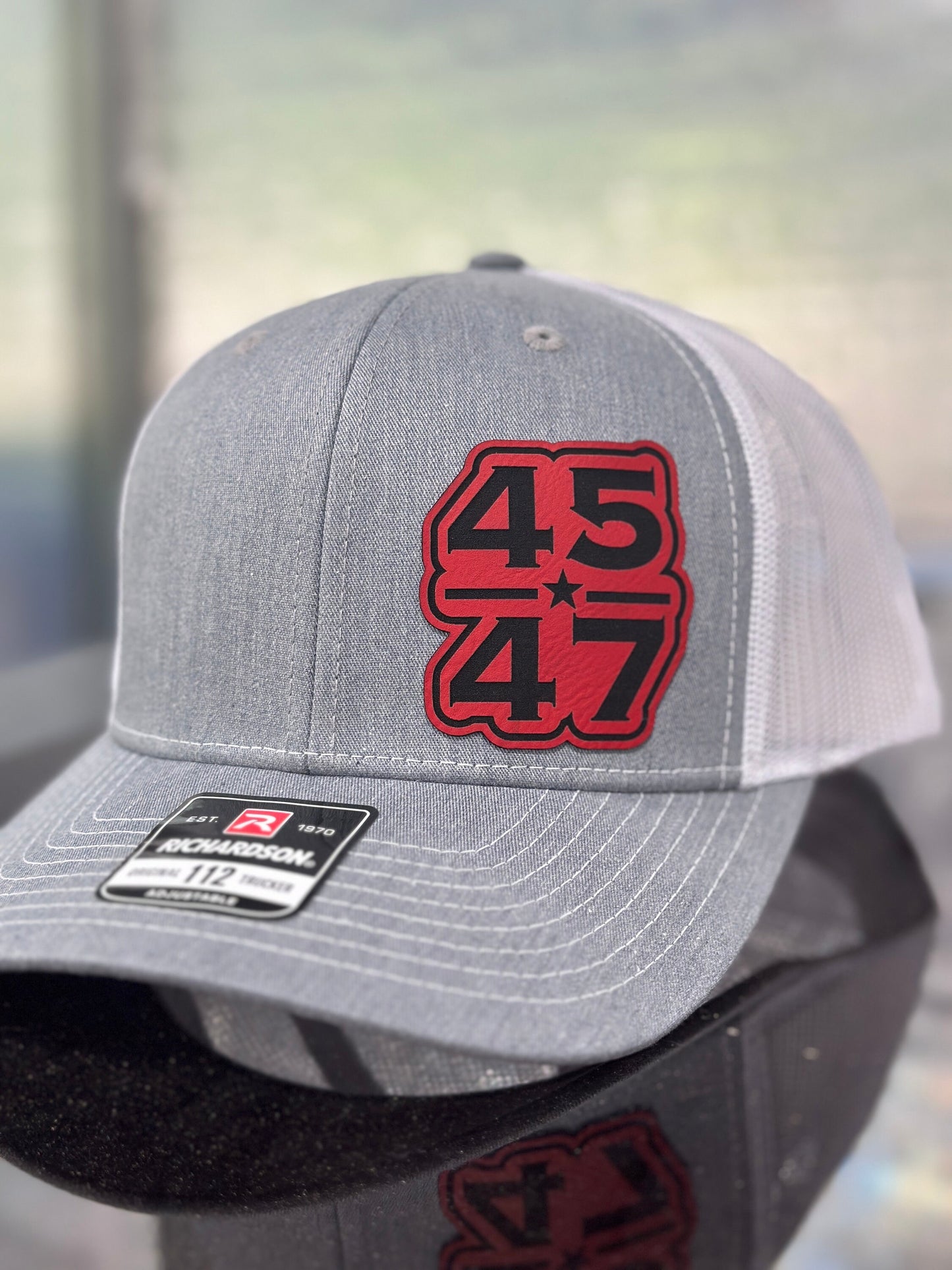 Trump, 45 47, Red patch , leatherette patch hat