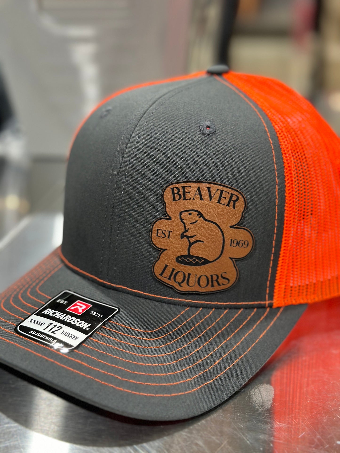 Beaver Liquor , leatherette patch hat,