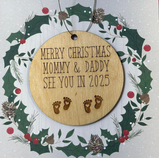 New Parents Ornament, new mommy, new daddy, 2025 baby, New baby Christmas ornament, parents to be, twins, grandparents, Rainbow Baby