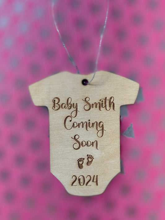 Pregnancy announcement, ornament, gift tag, baby shower, onesie, 2024, baby gift, Grandparent Announcement,