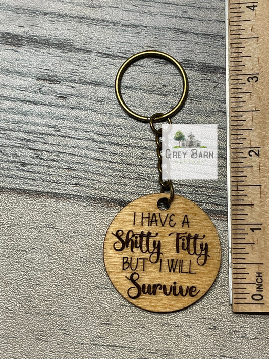 Breast cancer, cancer awareness, boob, titty, fight, shitty titty keychain, pink ribbon, f cancer