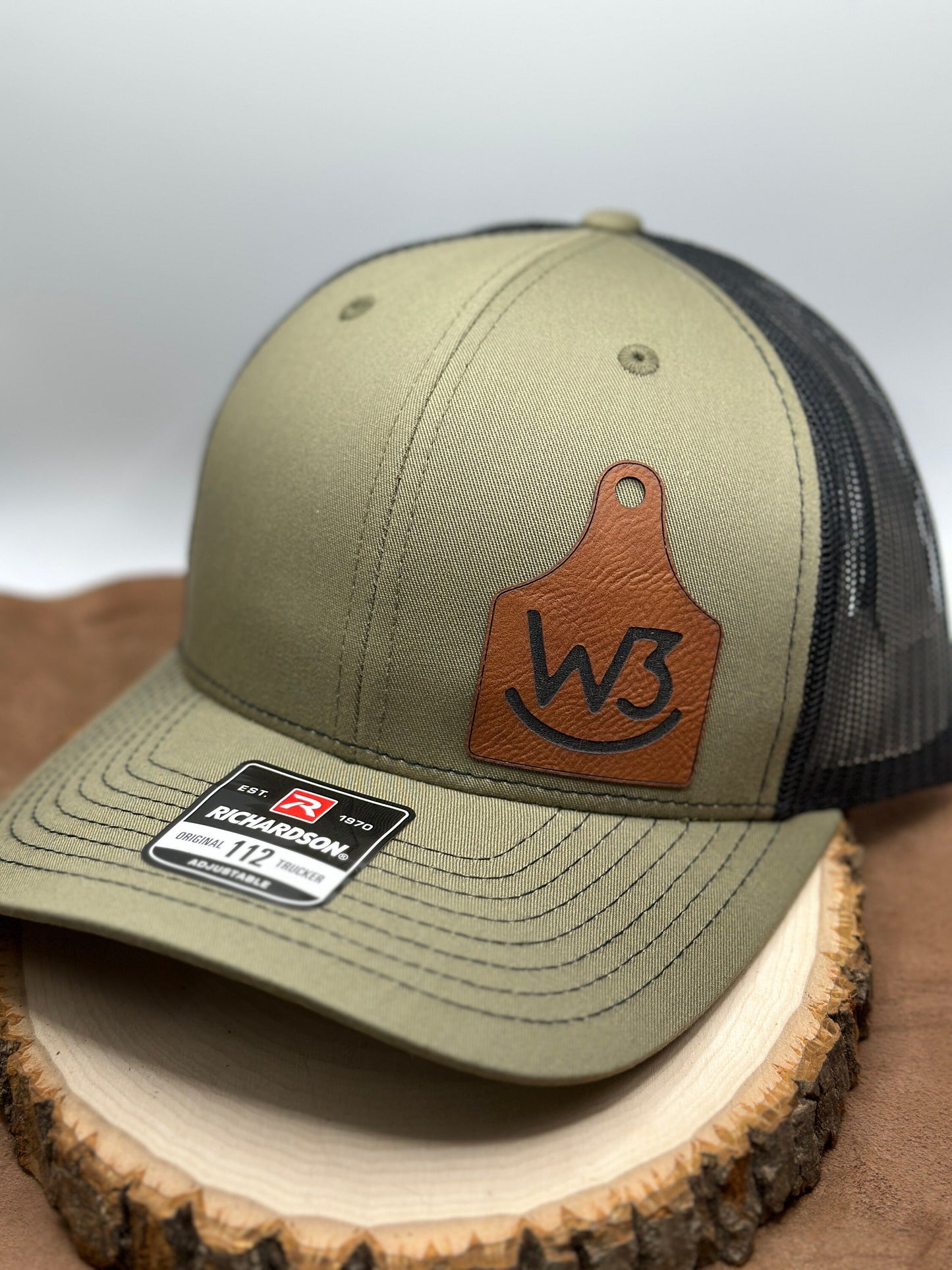 Cow tag hat, leatherette patch, your logo, Farm Hat, branding