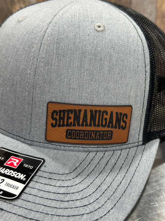 Shenanigans Coordinator , leatherette patch hat,