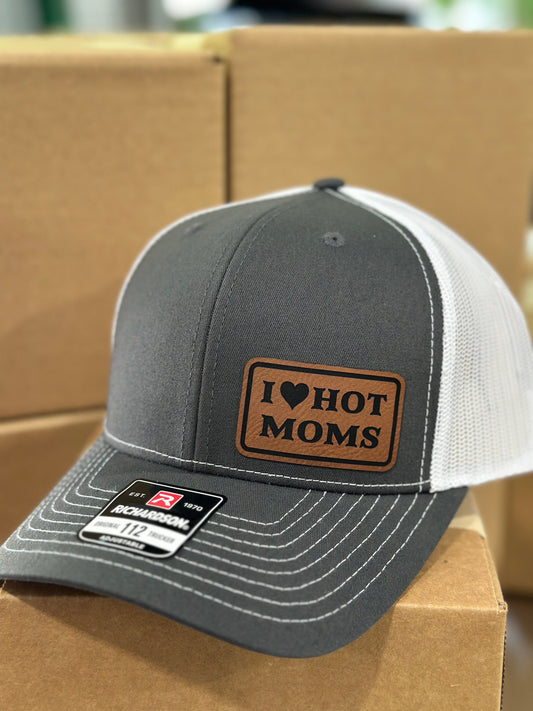 I love hot moms, Hot moms, leatherette patch hat
