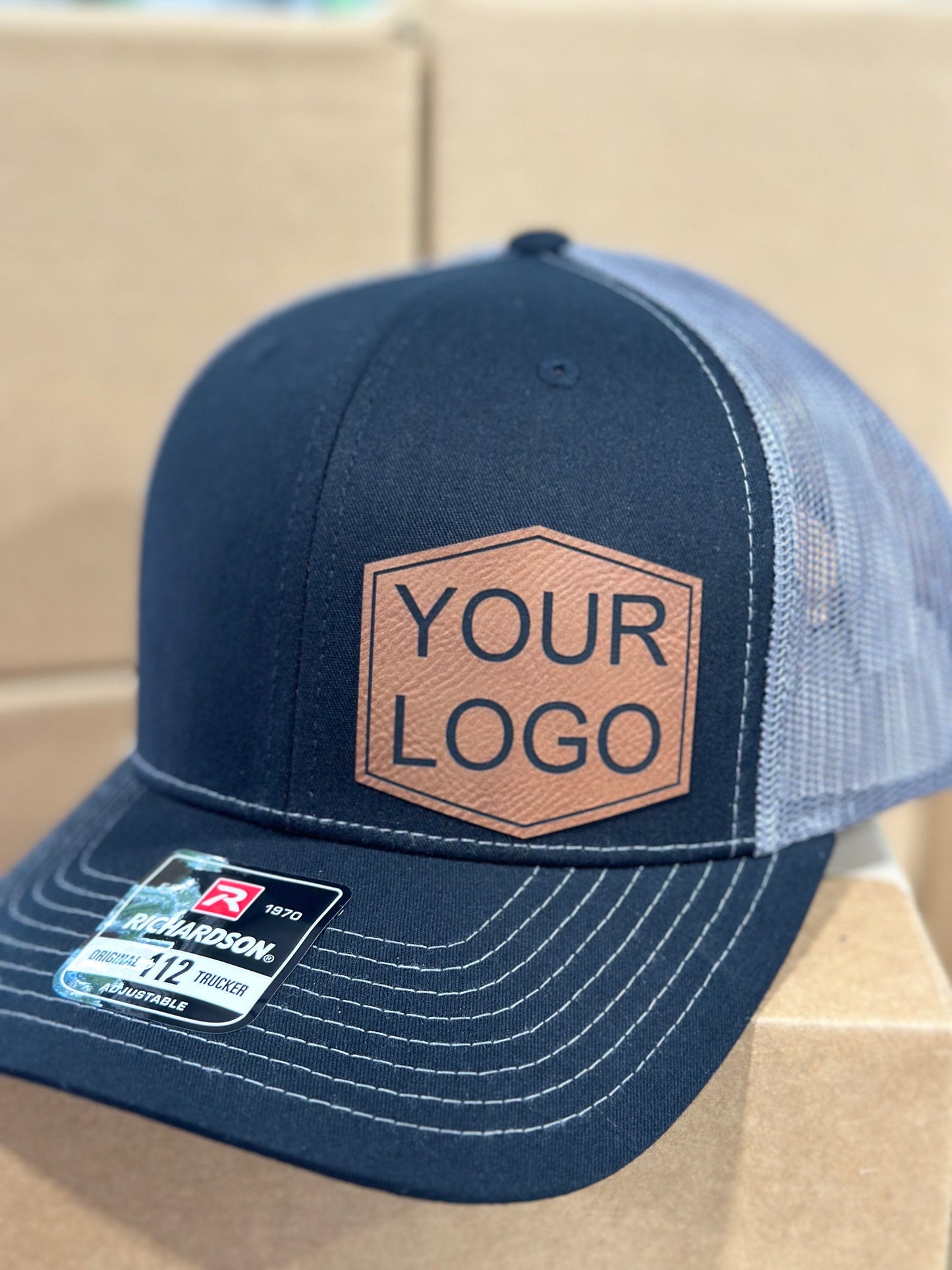 Custom hat, Custom logo, custom wording, leatherette patch hat