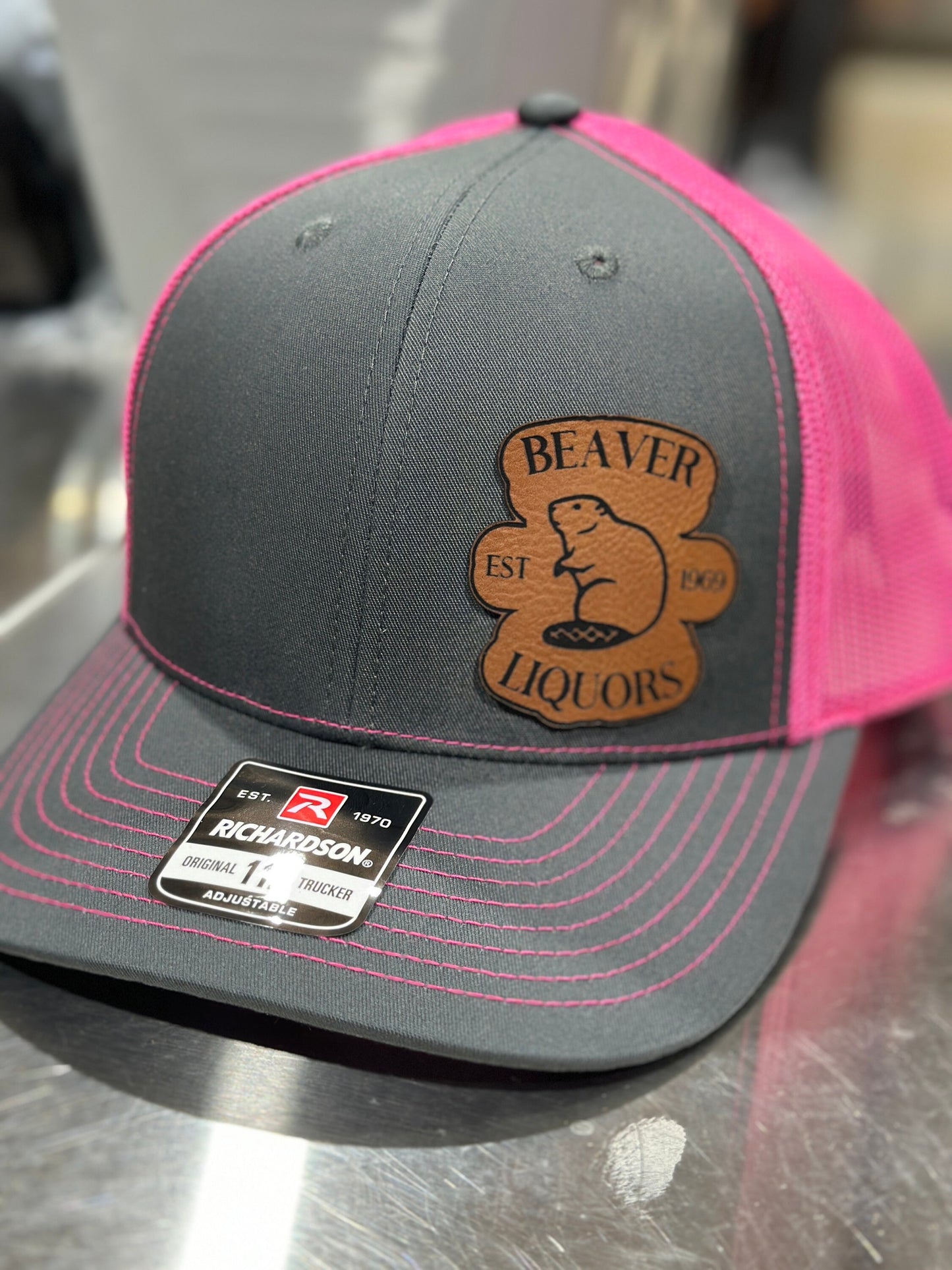 Beaver Liquor , leatherette patch hat,