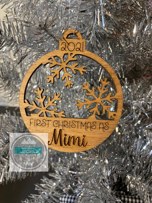 1st Christmas as, grandma, grandpa, grandparents, Mimi, new baby, Ornament, personalized, 2022