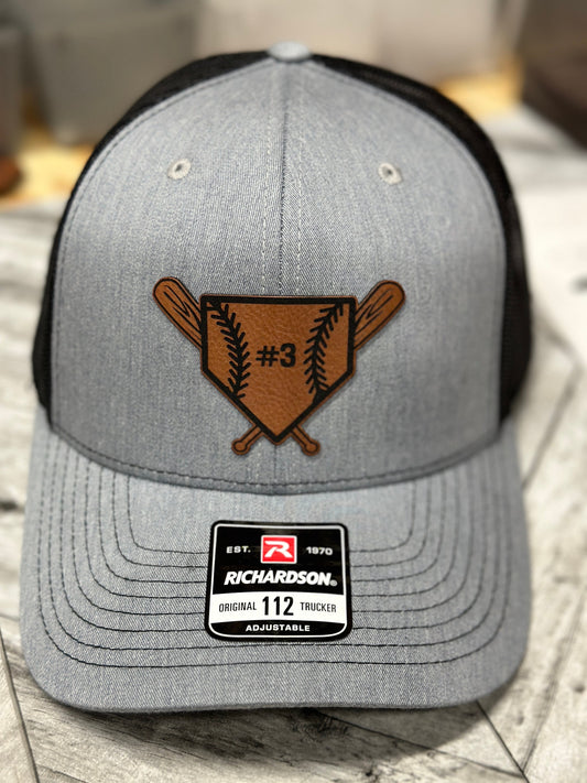 Baseball hat, softball hat, personalized number, Bat, homeplate, Richardson 112 hat