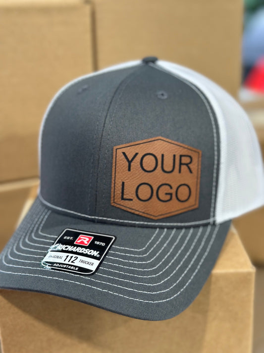 Custom hat, Custom logo, custom wording, leatherette patch hat