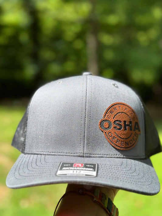 OSHA offender, leatherette patch hat, American, Certified OSHA Offender, Funny Hat, Richardson112