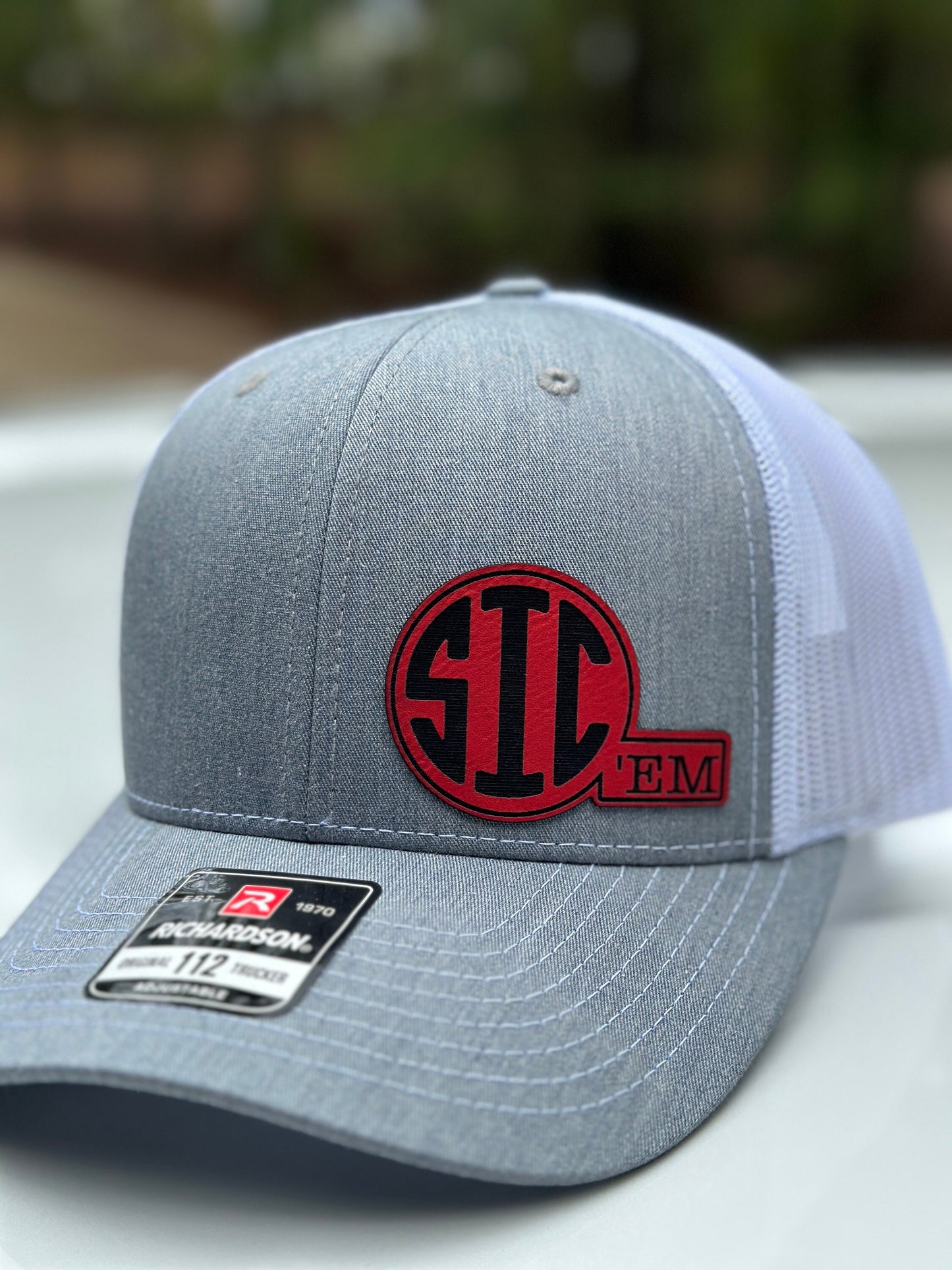 Sic ‘em hat, leatherette patch hat