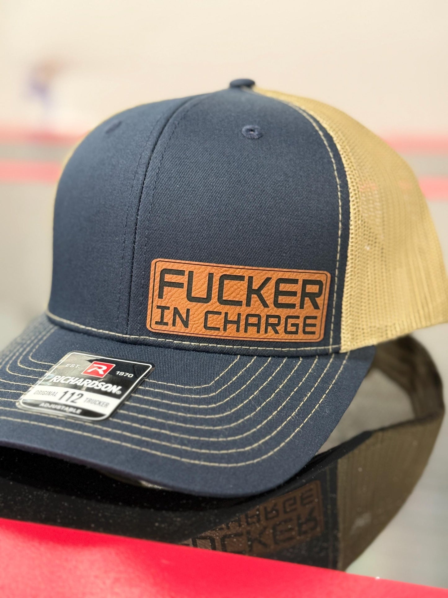 F’er in charge, leatherette patch hat, American, Richardson112