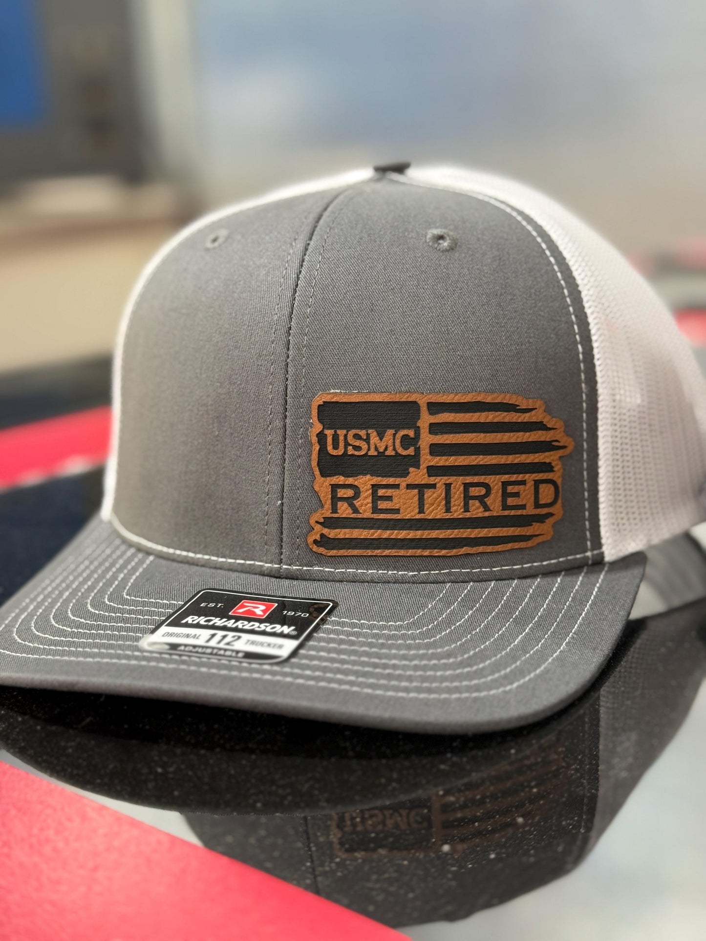 Retired, leatherette patch hat, American, Richardson 112, Army, Navy, USMC, USAF, Coast Guard
