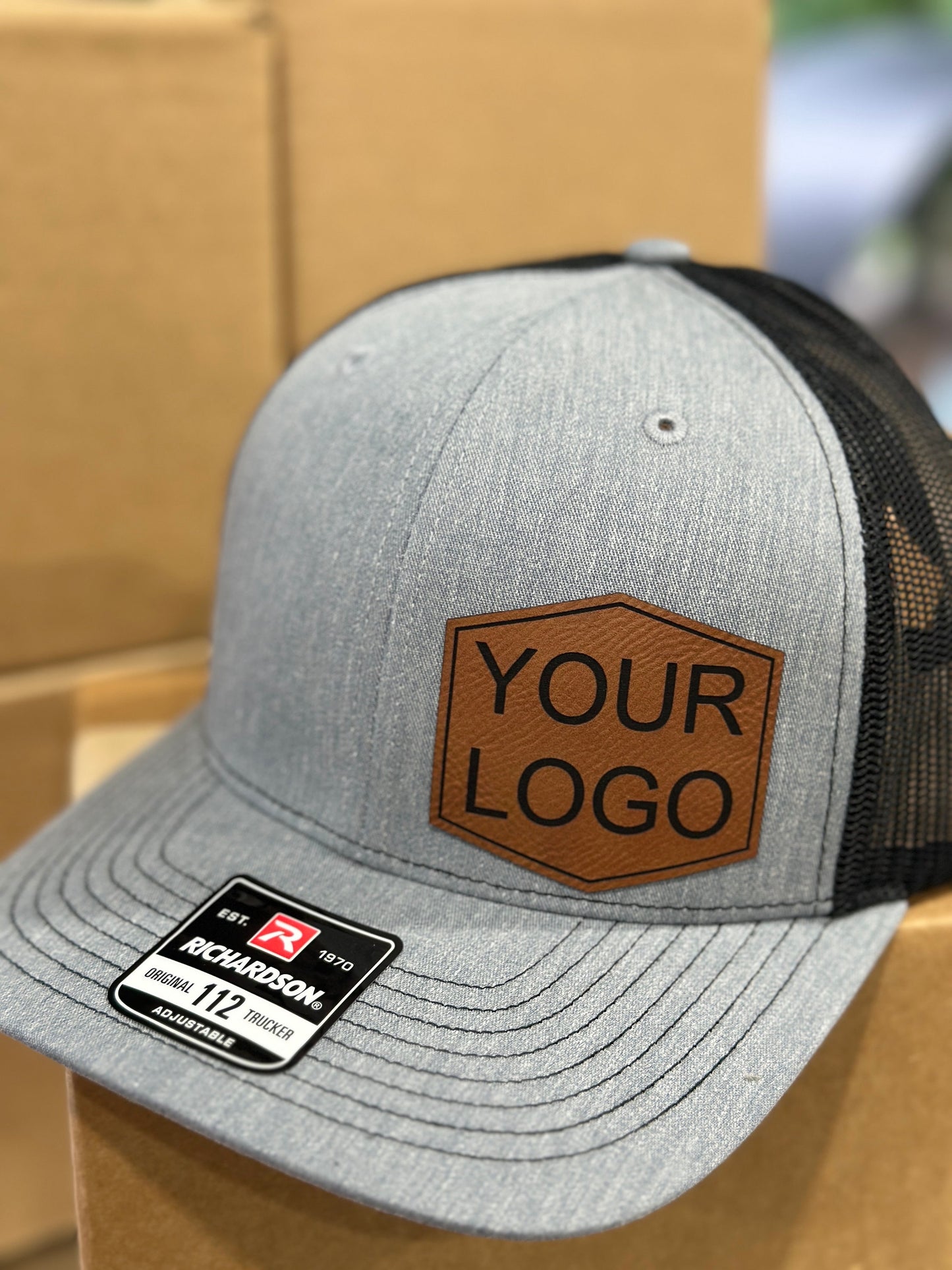 Custom hat, Custom logo, custom wording, leatherette patch hat