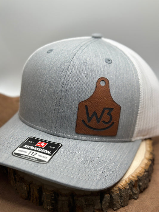 Cow tag hat, leatherette patch, your logo, Farm Hat, branding