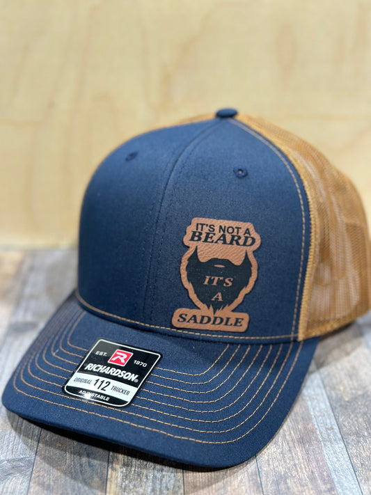 It’s not a beard, it’s a saddle , leatherette patch hat,
