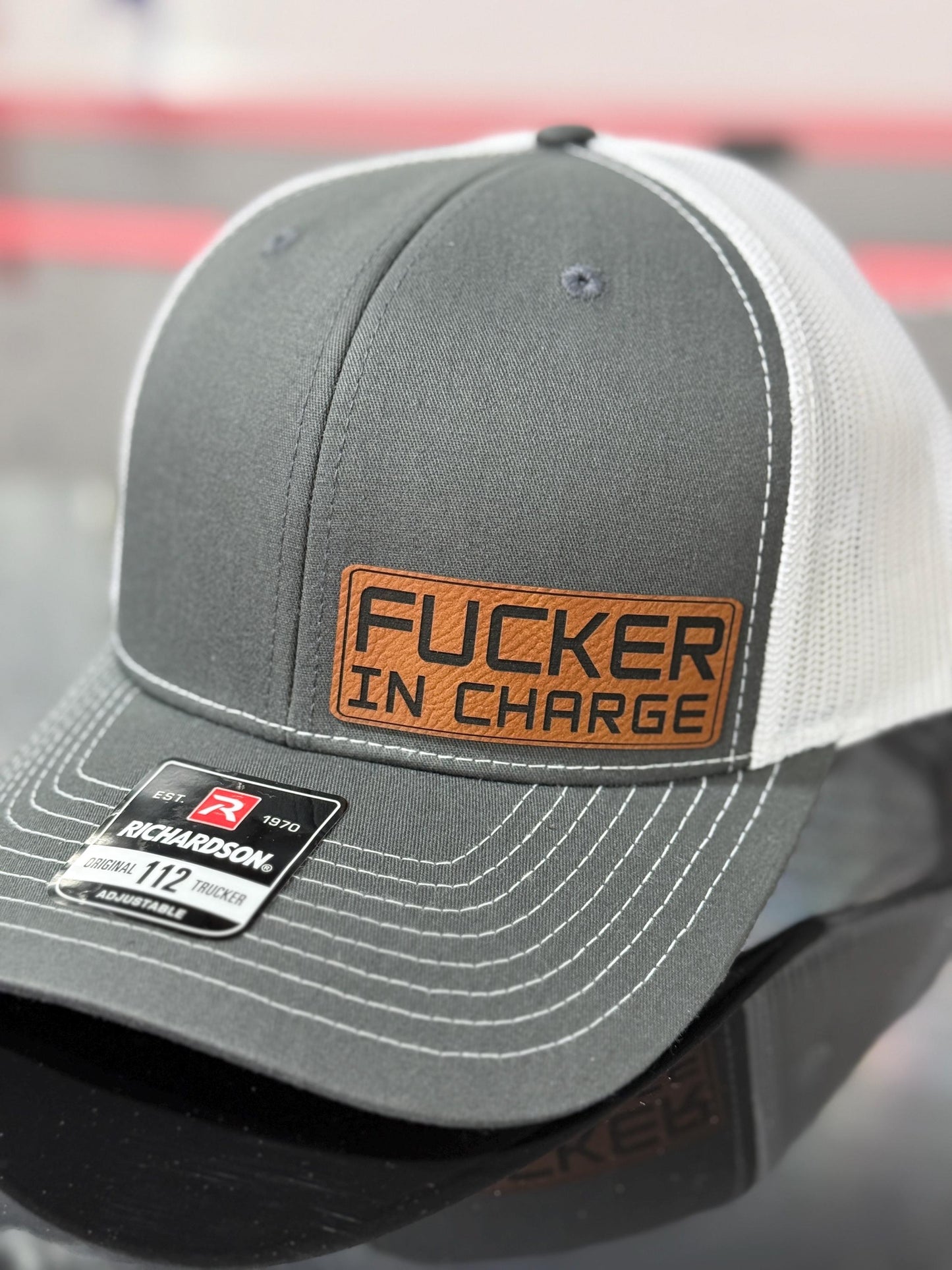 F’er in charge, leatherette patch hat, American, Richardson112