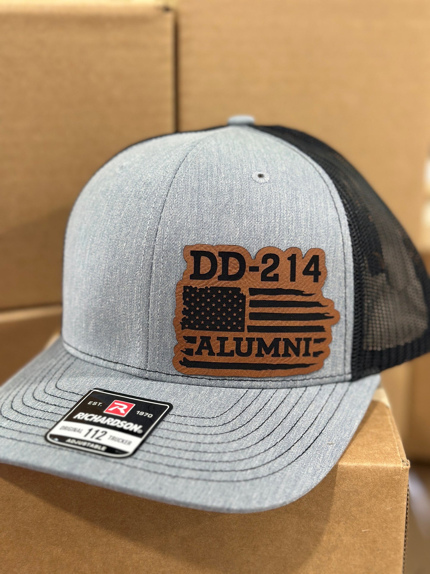 Veteran, DD214, Alumni, Military, leatherette patch hat