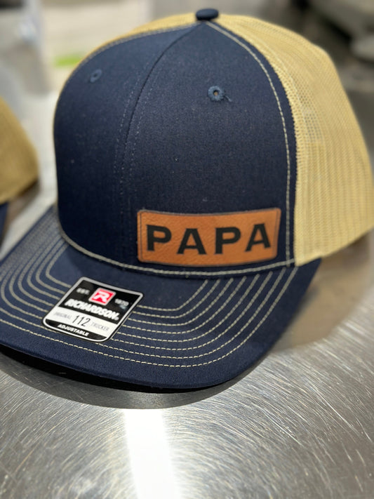 Papa Leatherette patch hat, grandpa, pawpaw, pops, poppa, dad, daddy, Fathers day
