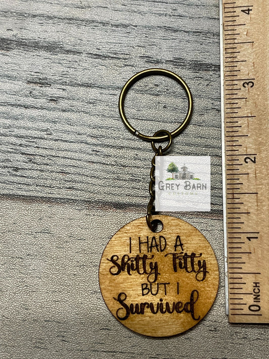 Breast cancer Survivor, cancer awareness, boob, titty, fight, shitty titty keychain, pink ribbon