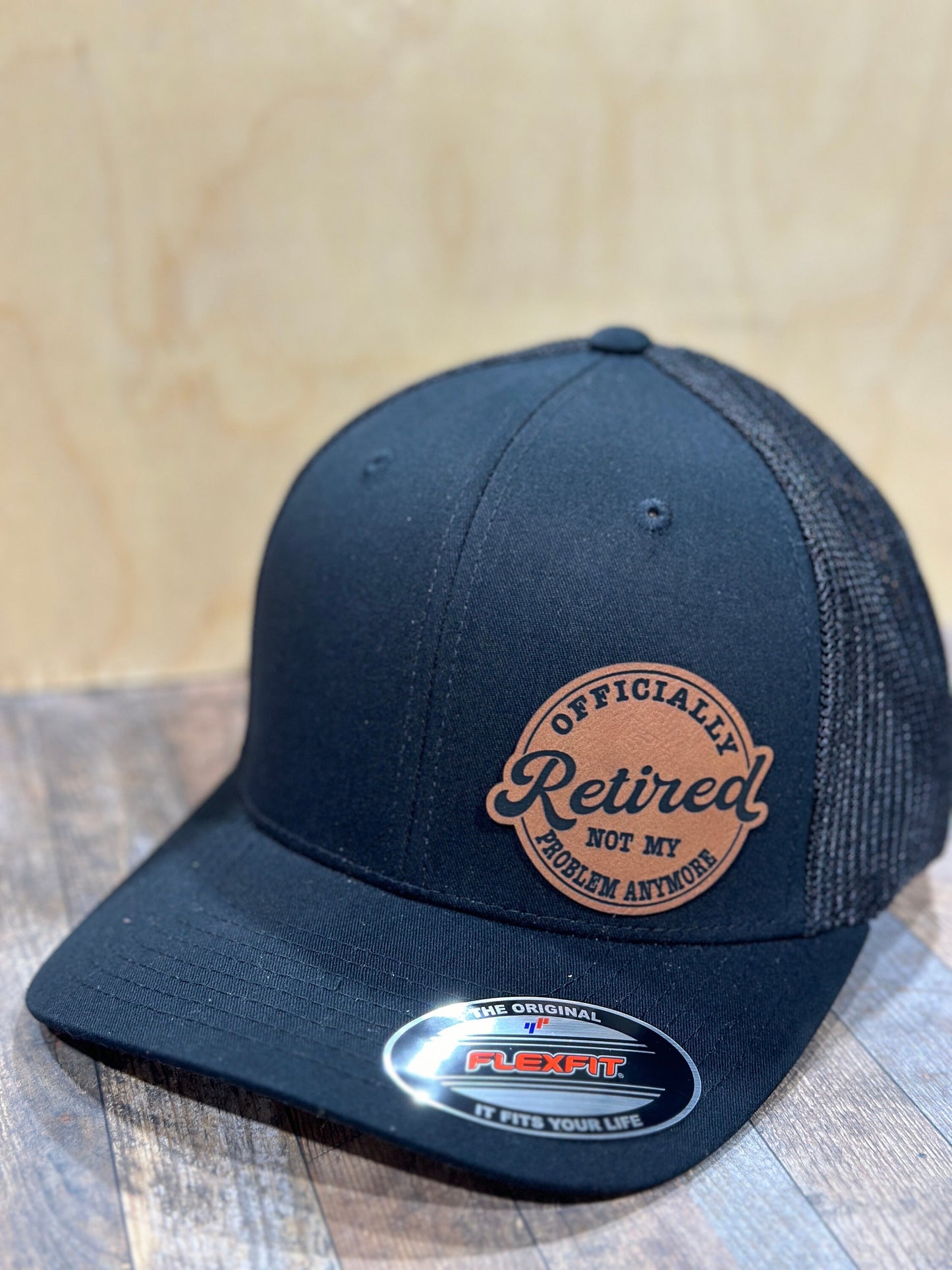 Retired, leatherette patch hat