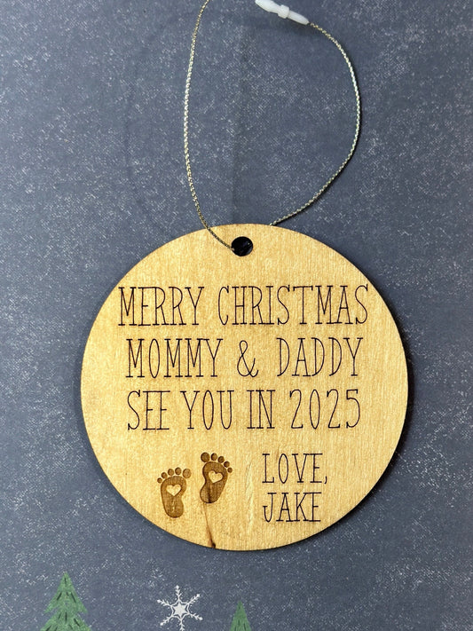 New Parent CUSTOMIZED wording, new mommy, new daddy, 2025 baby, New baby Christmas ornament, parents to be, twins, grandparents