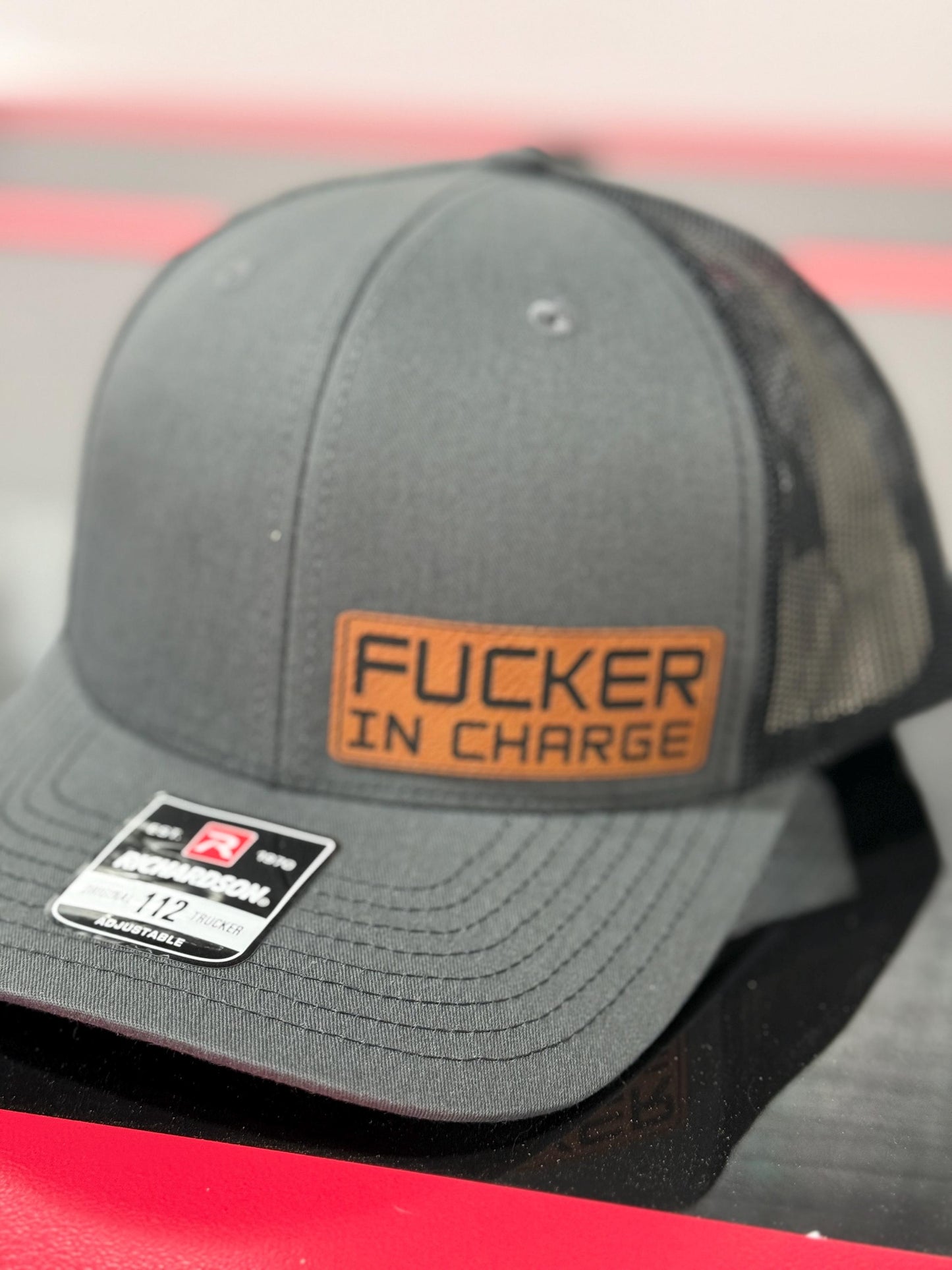F’er in charge, leatherette patch hat, American, Richardson112