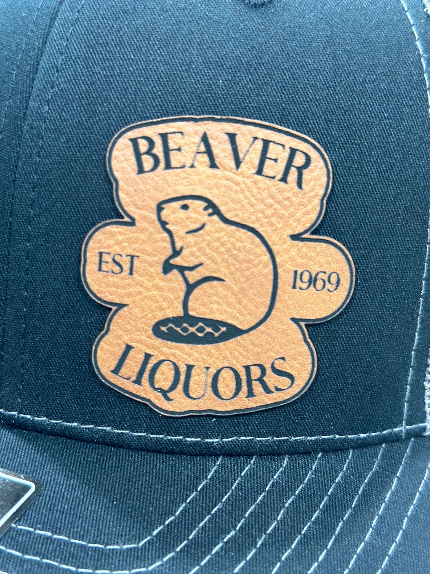 Beaver Liquor , leatherette patch hat,