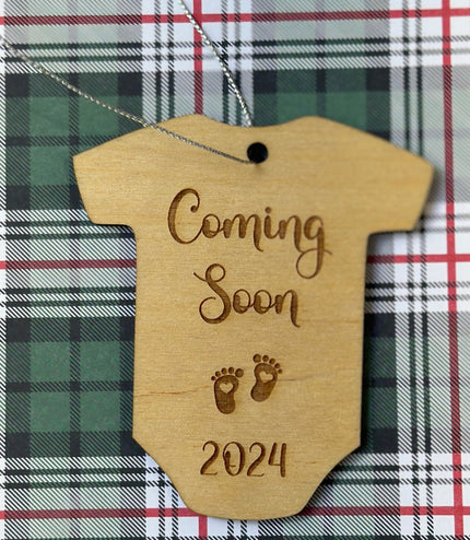 Pregnancy announcement, ornament, gift tag, baby shower, onesie, 2024, baby gift, Grandparent Announcement,