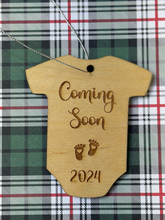 Pregnancy announcement, ornament, gift tag, baby shower, onesie, 2024, baby gift, Grandparent Announcement,