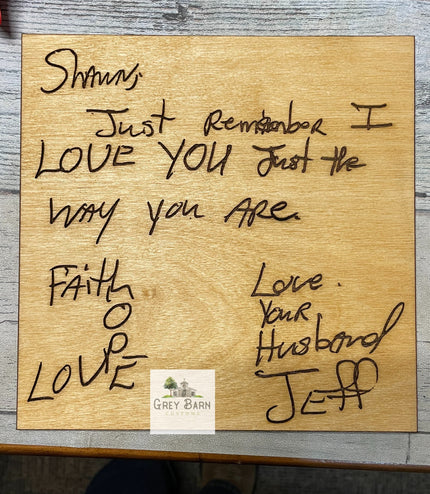 Memory Handwriting, Engraved Handwriting, Personalized engraved wood sign, Wedding, Handwriting into Art