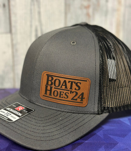 Boats Hoes, 2024, leatherette patch hat, American, Funny Hat, Election 24, Richardson112