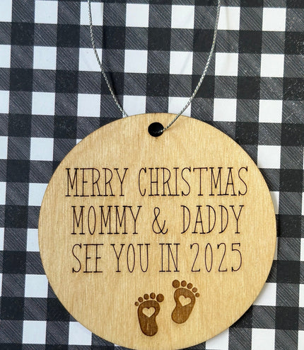 New Parents Ornament, new mommy, new daddy, 2025 baby, New baby Christmas ornament, parents to be, twins, grandparents, Rainbow Baby