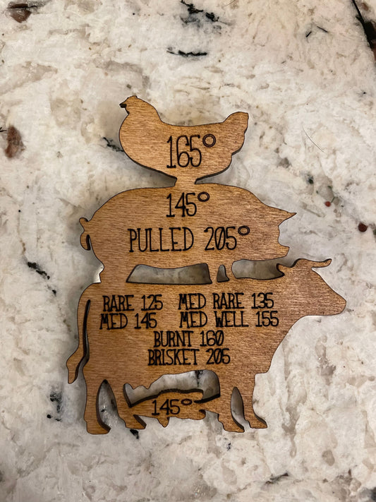 Meat Temperature magnet, smoker magnet, Traeger, birthday, grill magnet, pit boss, bbq magnet, gifts for men, stocking stuffer, Christmas