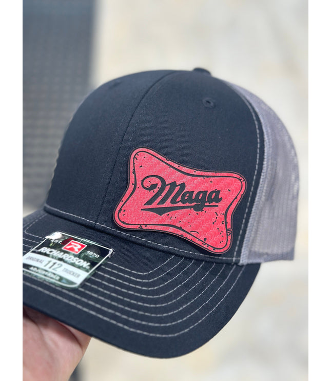 Trump MAGA Hat, Red patch , leatherette patch hat