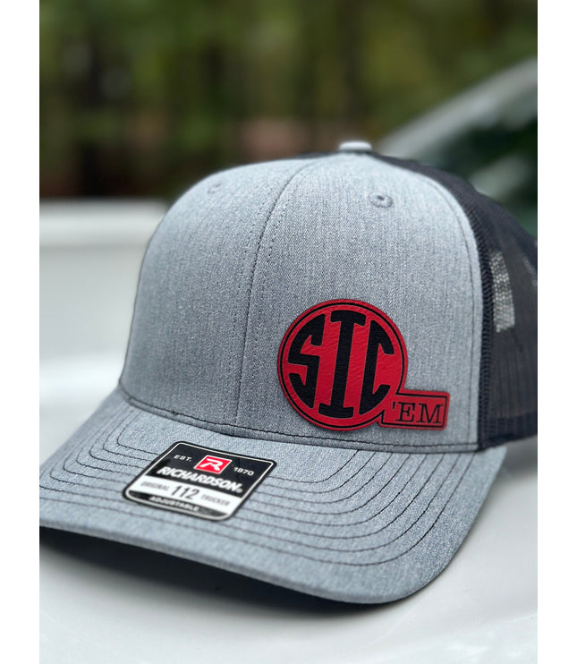 Sic ‘em hat, leatherette patch hat