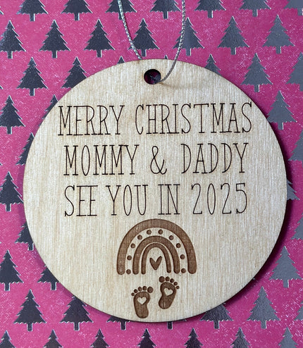 New Parents Ornament, new mommy, new daddy, 2025 baby, New baby Christmas ornament, parents to be, twins, grandparents, Rainbow Baby