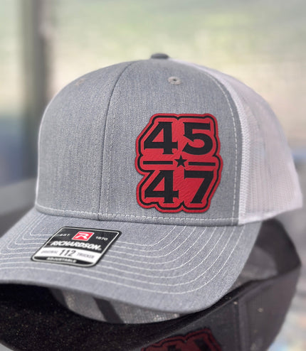 Trump, 45 47, Red patch , leatherette patch hat