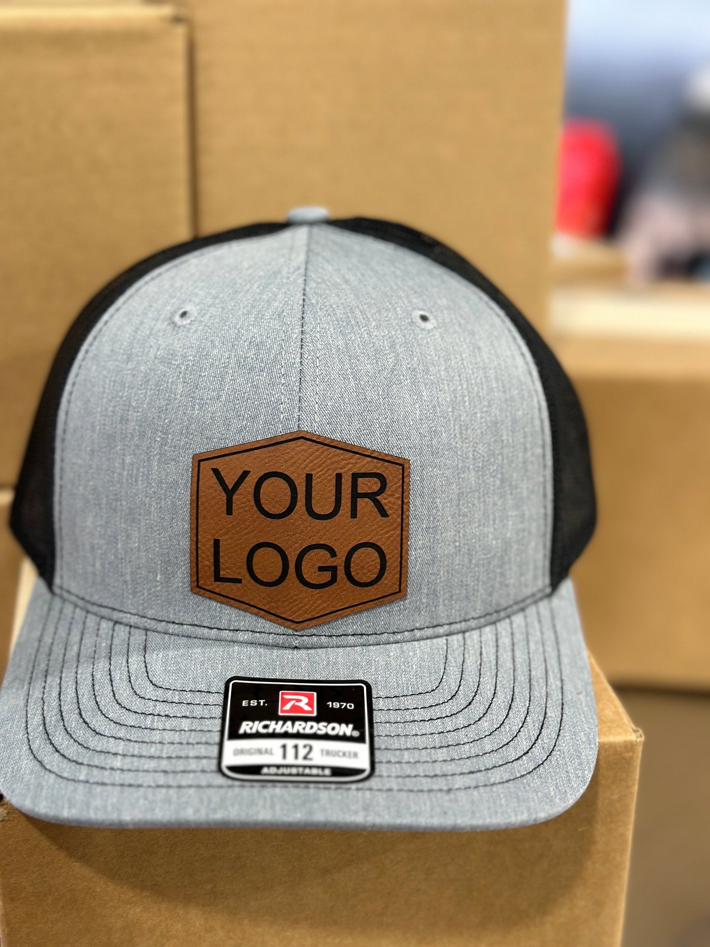 Custom hat, Custom logo, custom wording, leatherette patch hat