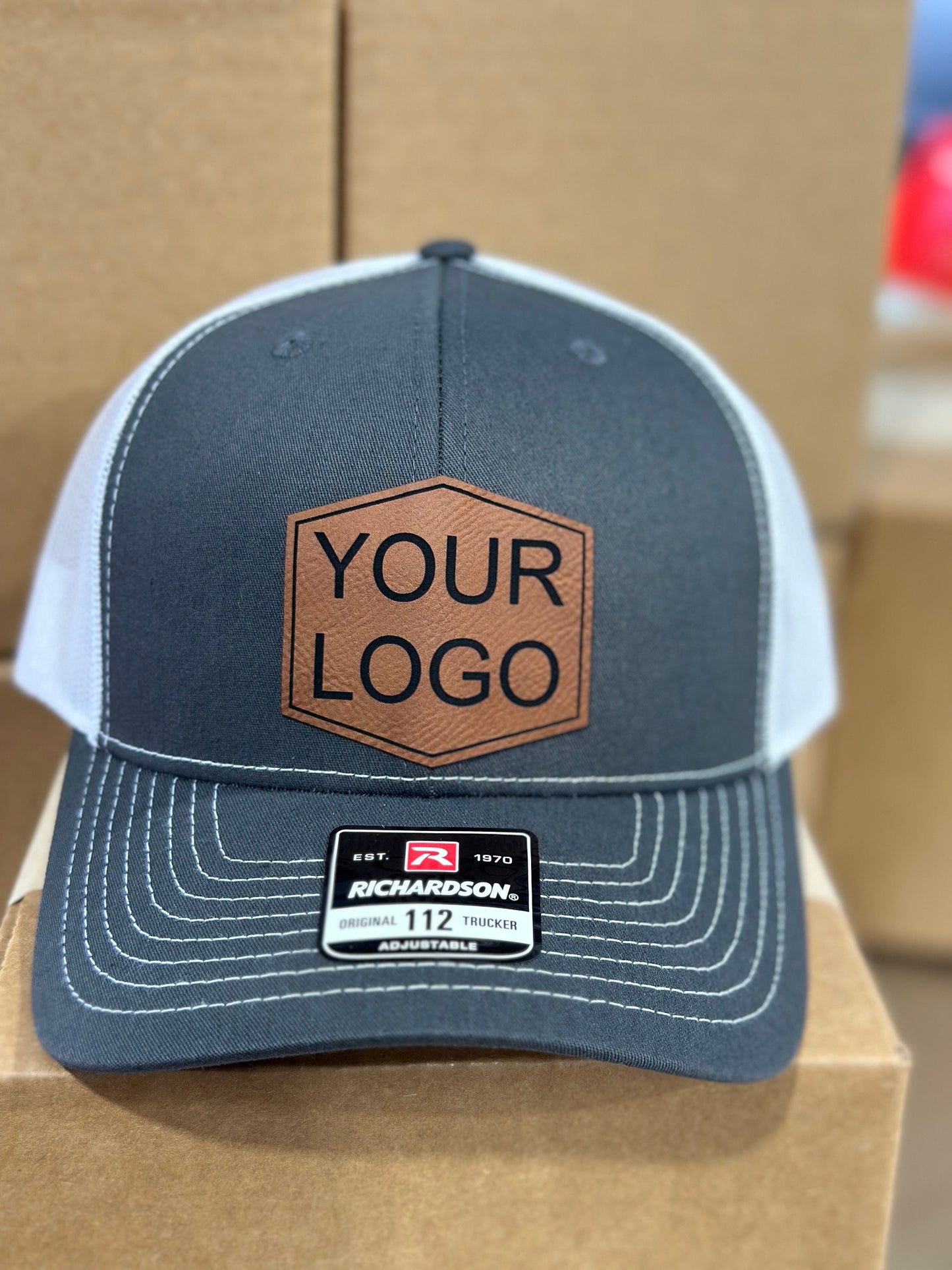 Custom hat, Custom logo, custom wording, leatherette patch hat