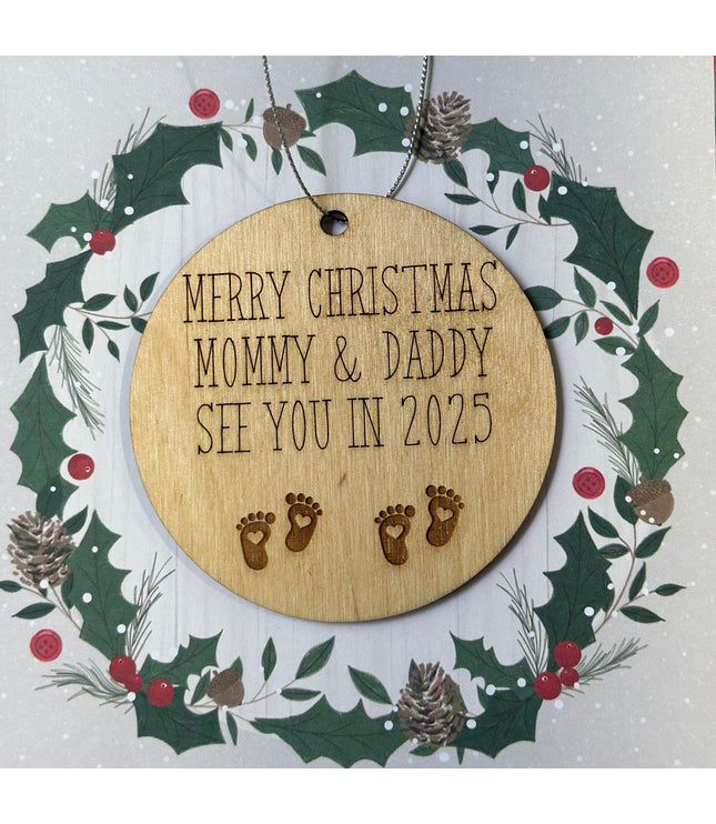 New Parents Ornament, new mommy, new daddy, 2025 baby, New baby Christmas ornament, parents to be, twins, grandparents, Rainbow Baby