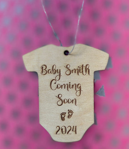Pregnancy announcement, ornament, gift tag, baby shower, onesie, 2024, baby gift, Grandparent Announcement,
