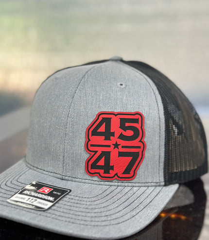 Trump, 45 47, Red patch , leatherette patch hat