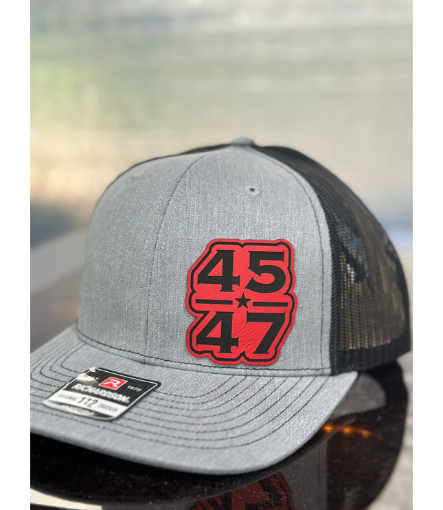 Trump, 45 47, Red patch , leatherette patch hat