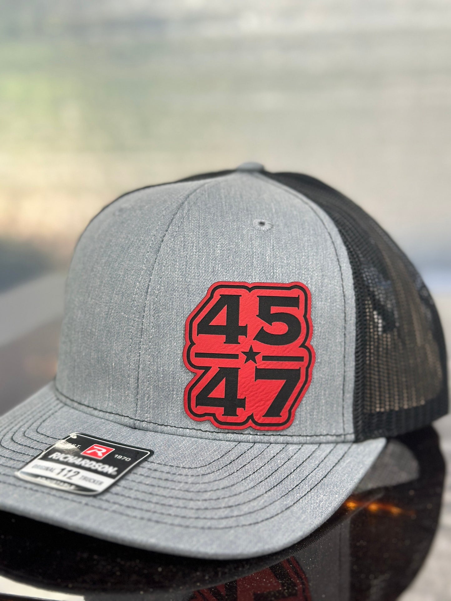 Trump, 45 47, Red patch , leatherette patch hat