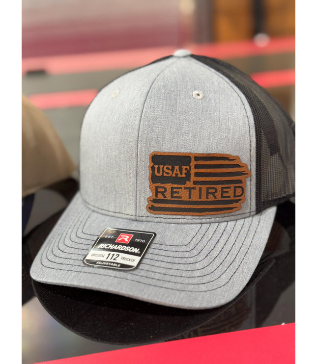 Retired, leatherette patch hat, American, Richardson 112, Army, Navy, USMC, USAF, Coast Guard