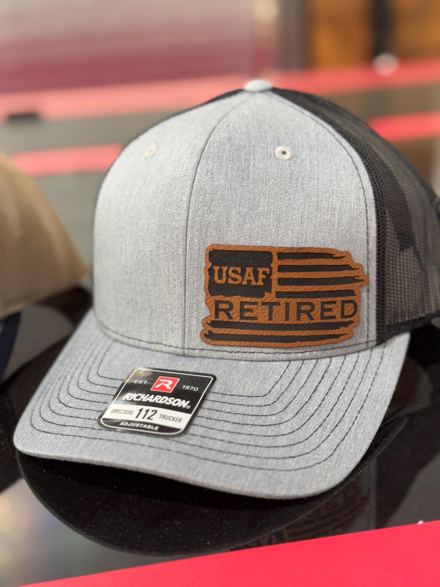 Retired, leatherette patch hat, American, Richardson 112, Army, Navy, USMC, USAF, Coast Guard