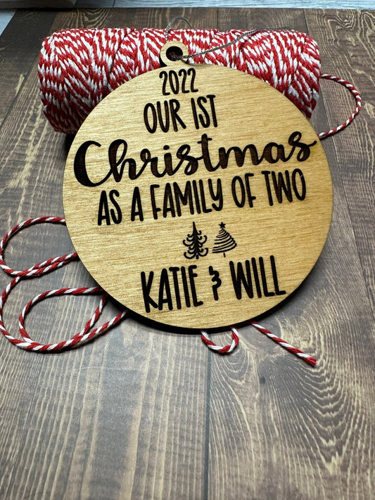 1st Christmas as family, 2025, New Baby, Newly Wed, Adopted, Personalized Ornament, Growing Family, Stocking Stuffer Gift under 10