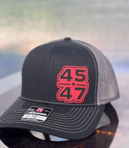 Trump, 45 47, Red patch , leatherette patch hat