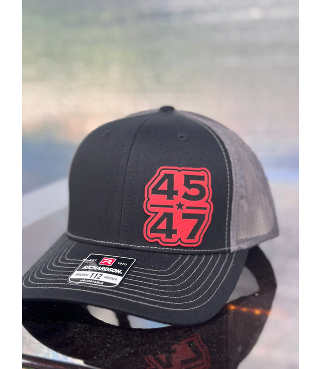 Trump, 45 47, Red patch , leatherette patch hat